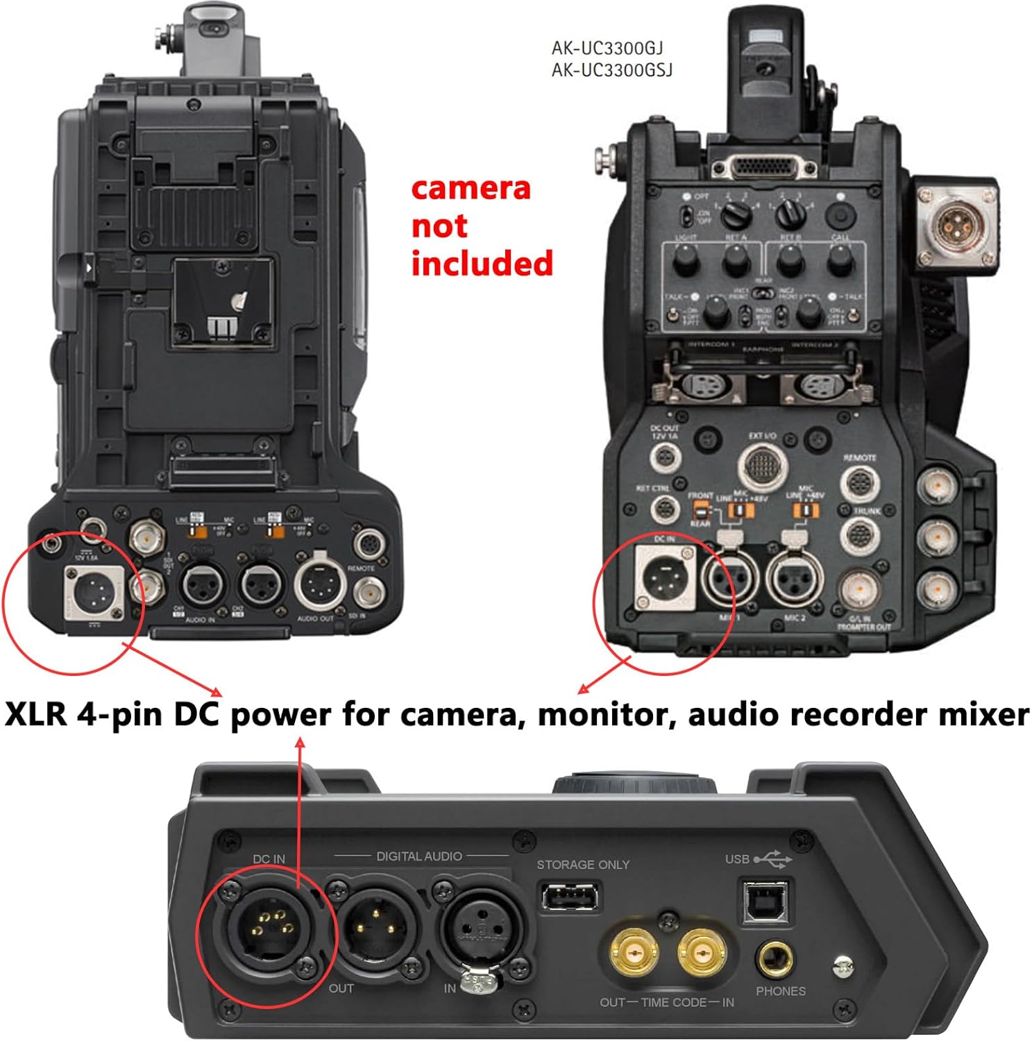 Right-Angle XLR 4 Pin Power Supply Adapter for Sony PMW400 3500V F5500V Z750 Z580 Canon C400 C500 MKII Panasonic AK AJ Cinema Camera Monitor 12V 4A DC
