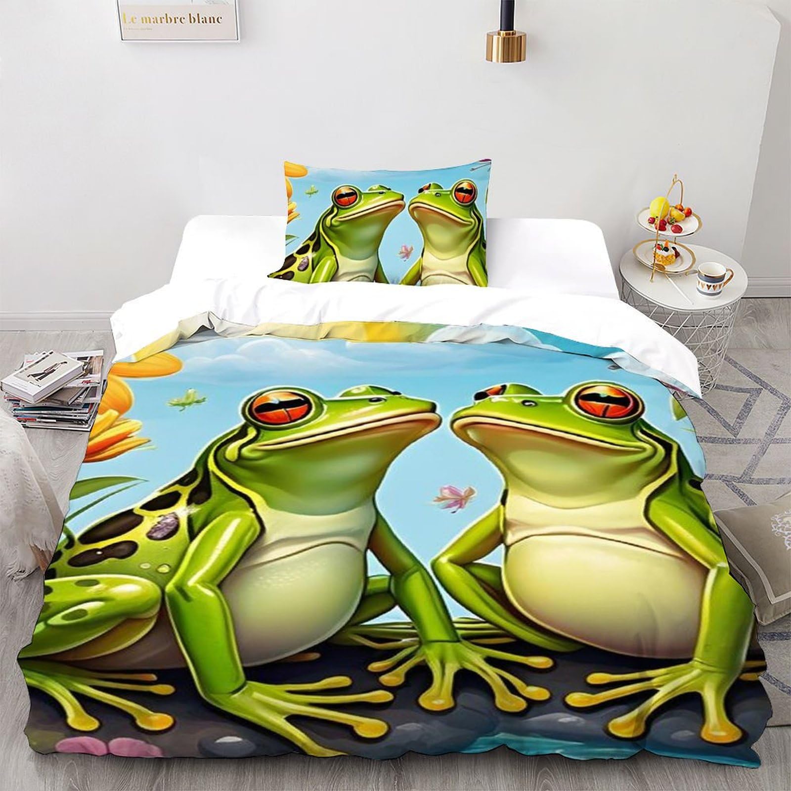 Housse de couette Animaux Land 135x200 microfibre avec taies d'oreiller