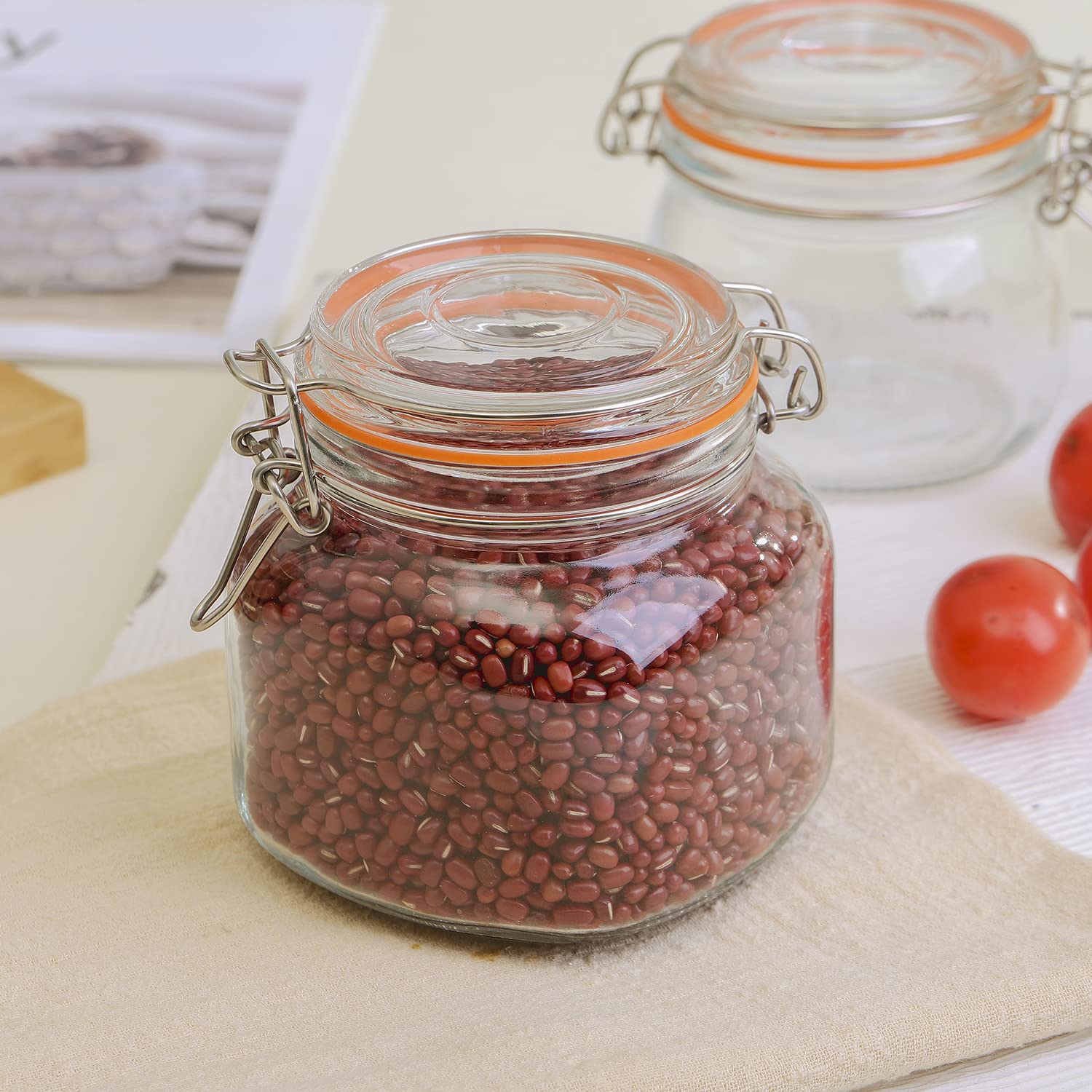 Luftdichte Einmachgläser Mit Scharnierdeckel – 750 Ml, Breite Öffnung, Spülmaschinenfest, 4er-Set