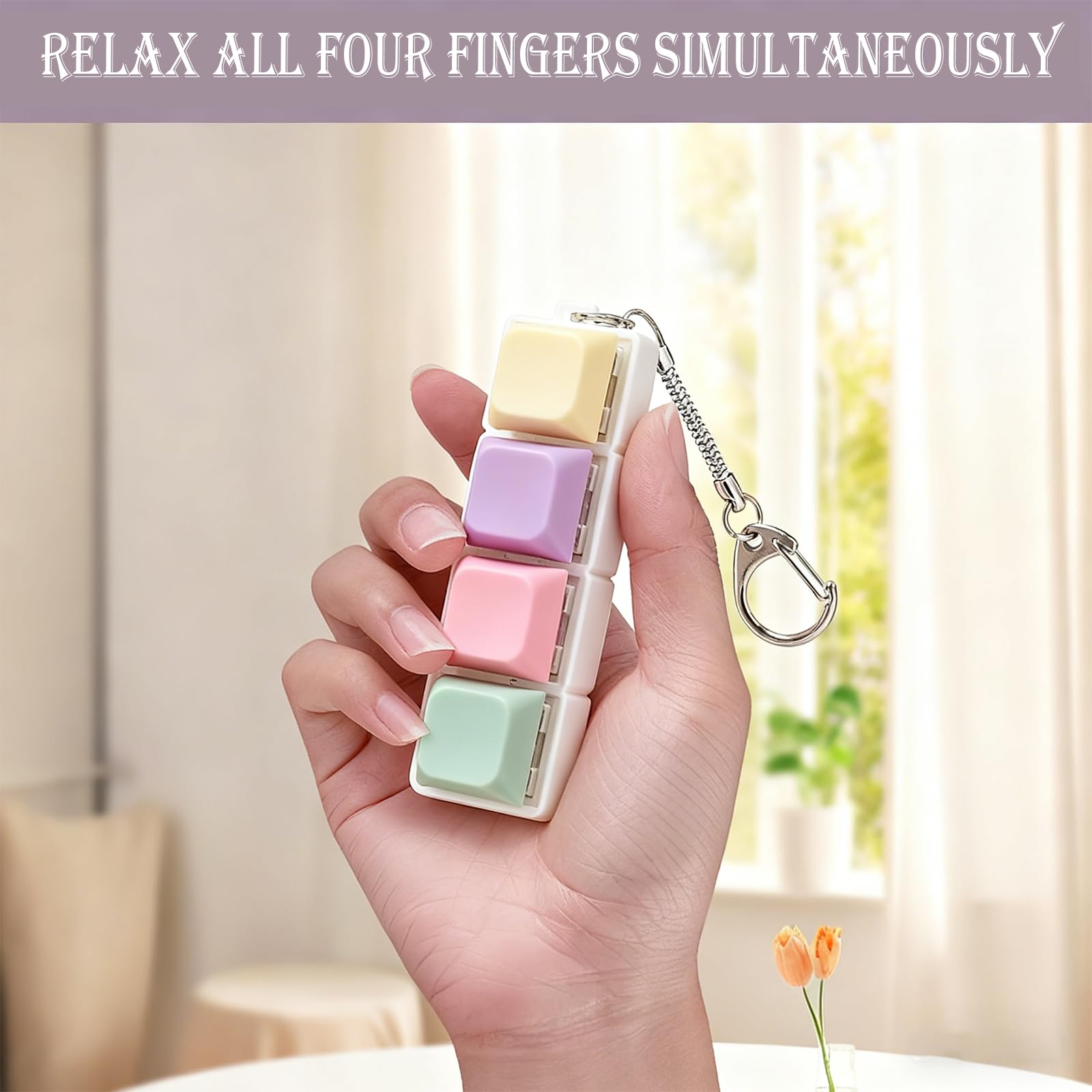 Funny Colorful Fidget Keyboard, Anti-Stress Clicker Keyboard, Toy Button Clicker, Funny Decompression Keyring - Image 4