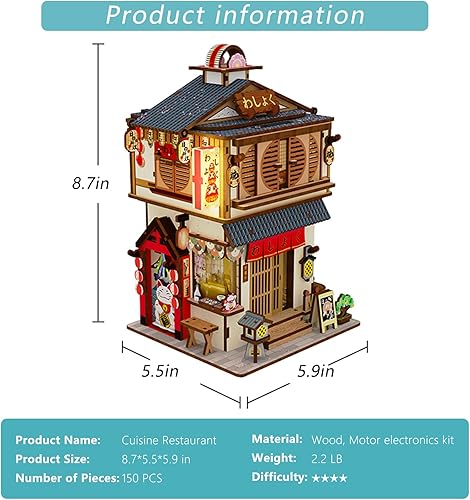 Miniatura 2 de PZYO Caja de almacenamiento de inducción, kit de rompecabezas de casa de muñecas en miniatura de madera de 9 pulgadas con luces LED, dioramas 3D con