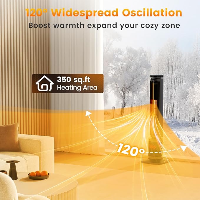 Calefactor Eléctrico Portátil PTC 1500W con Oscilación y Control Remoto miniatura 5