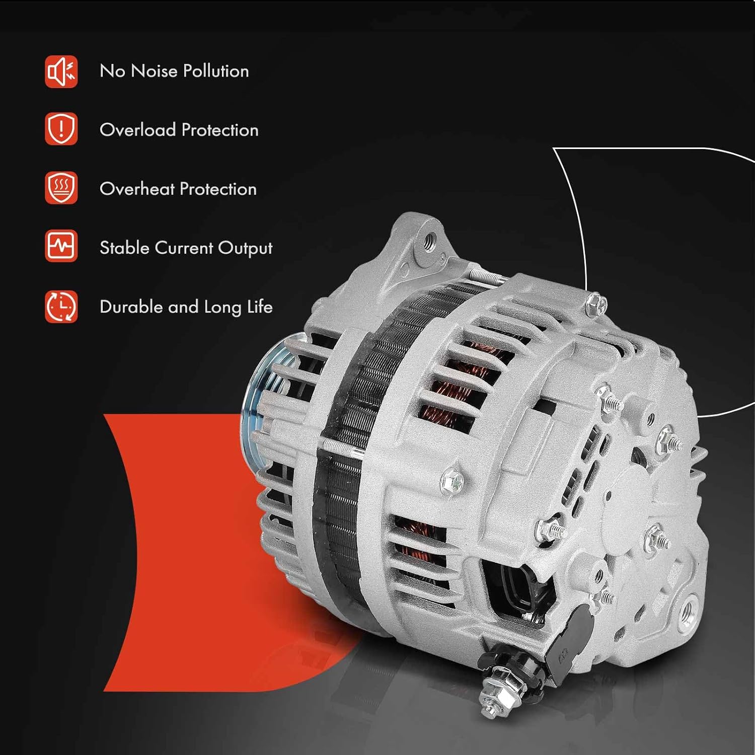 A-Premium Alternator Compatible with Nissan Pathfinder 2005-2007 4.0L, TITAN 2007 5.6L, Armada 2007 5.6L & Infiniti QX56 2007 5.6L, 12V 130A 7-Groove Pulley Clockwise, Replace# LR1130703, 23100-EA200