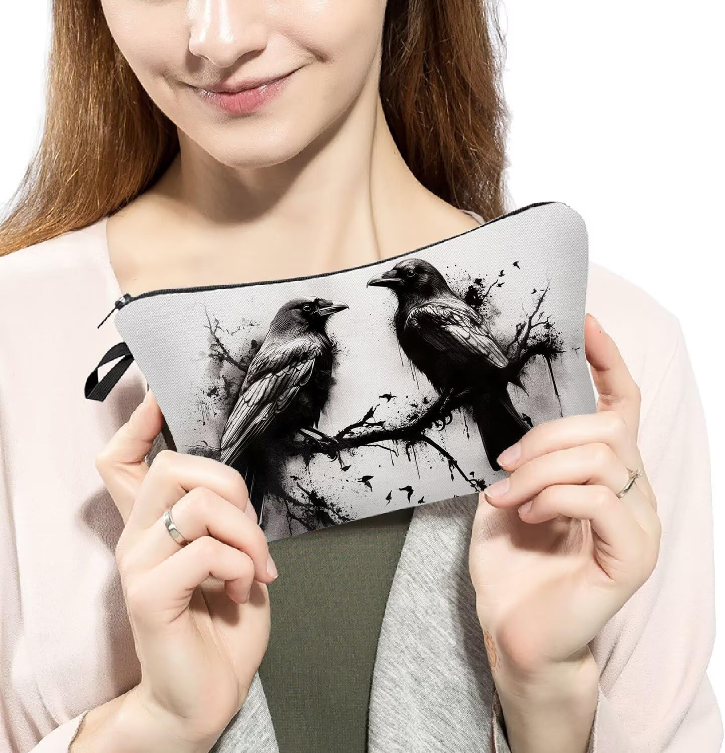 Livel lhood Ink Crow Cute Small Makeup Bag -2 image 3