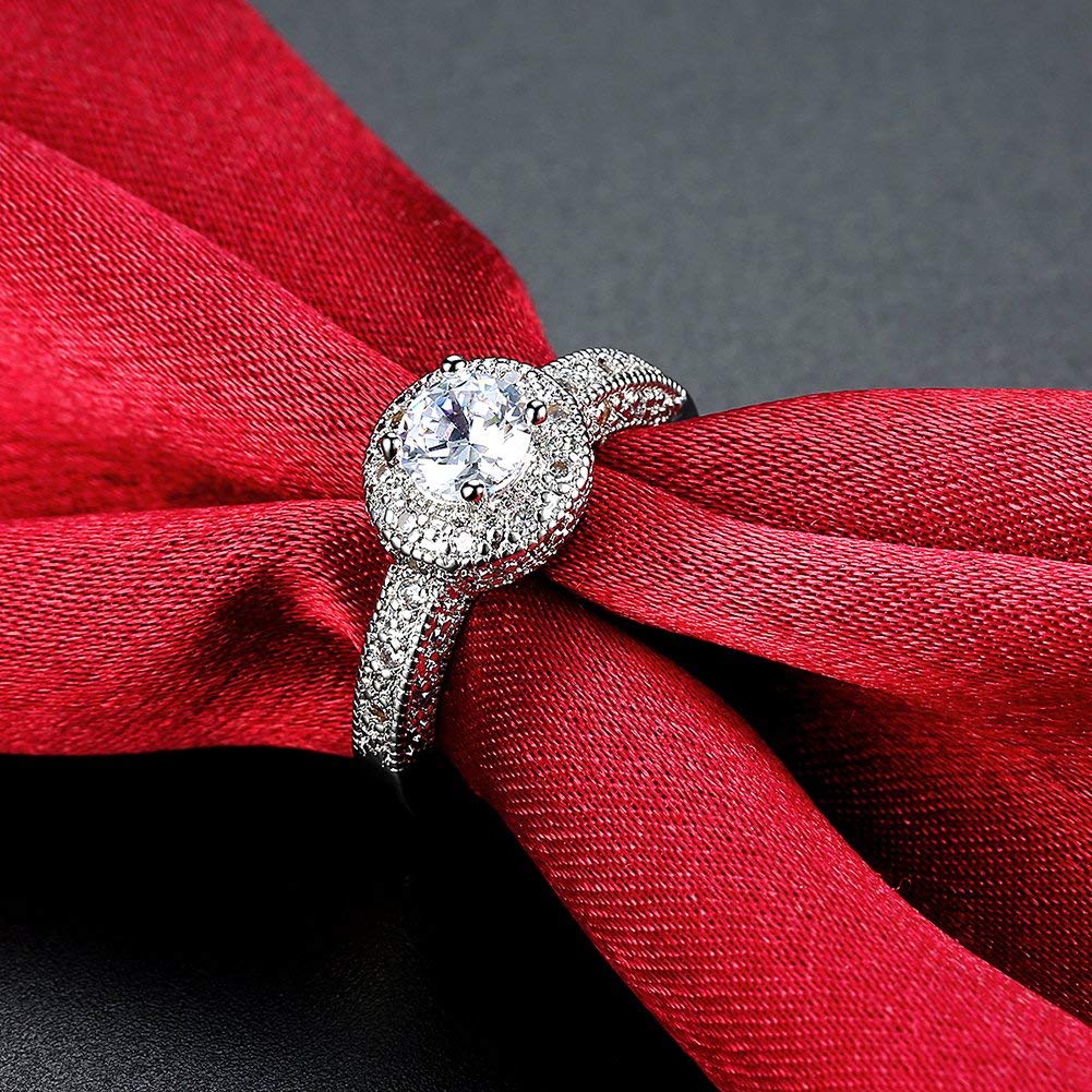 A5 Crystal Royal Queen 925 Sterling Silver Plated Ring(Silver)