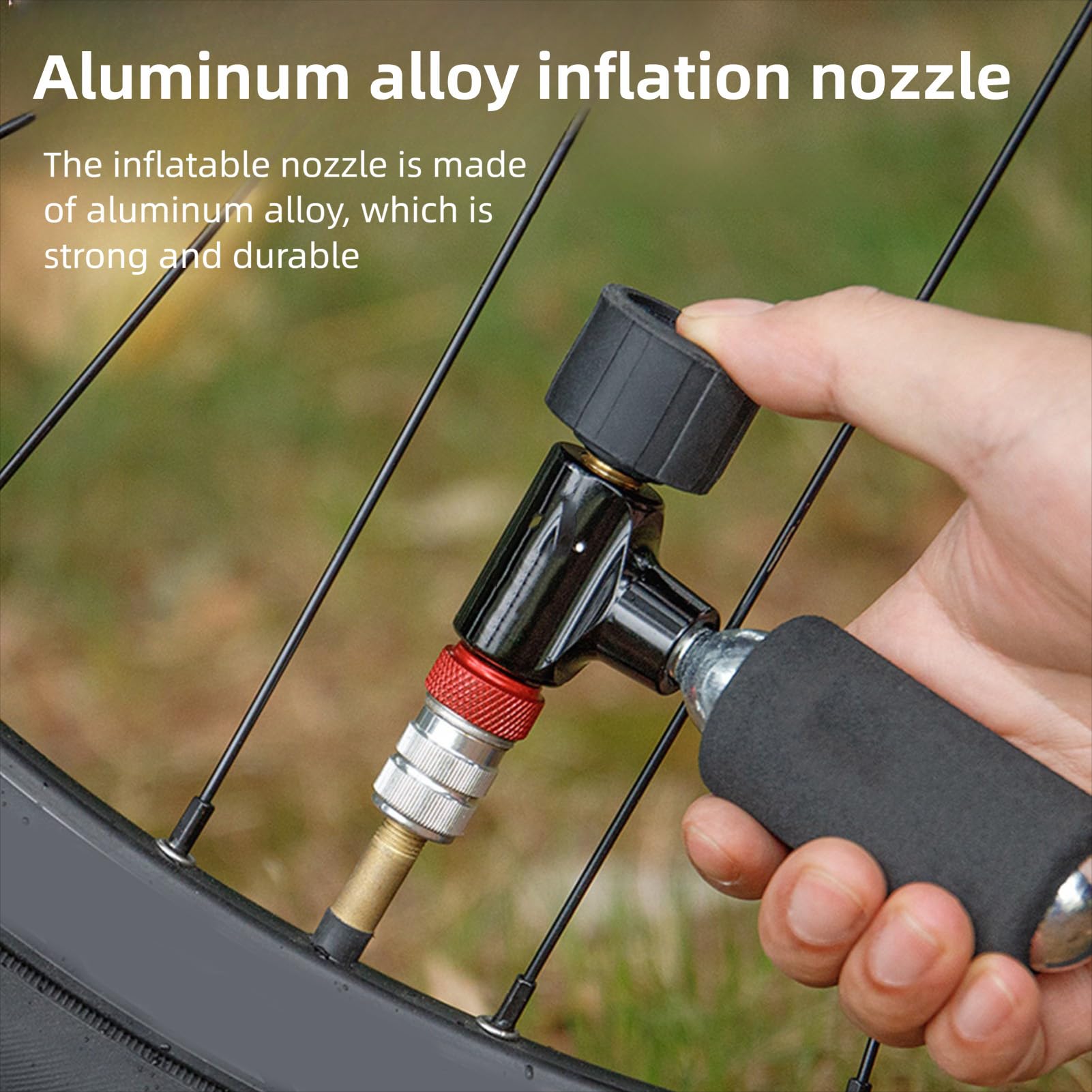 Keenso Gonfiatore per Pneumatici per Bici a CO2, Gonfiatore per Pneumatici per Bicicletta in Lega di Alluminio con Manometro e Valvola di Controllo, Adatto per Valvola, Supporta Cartucce da 12g 16g