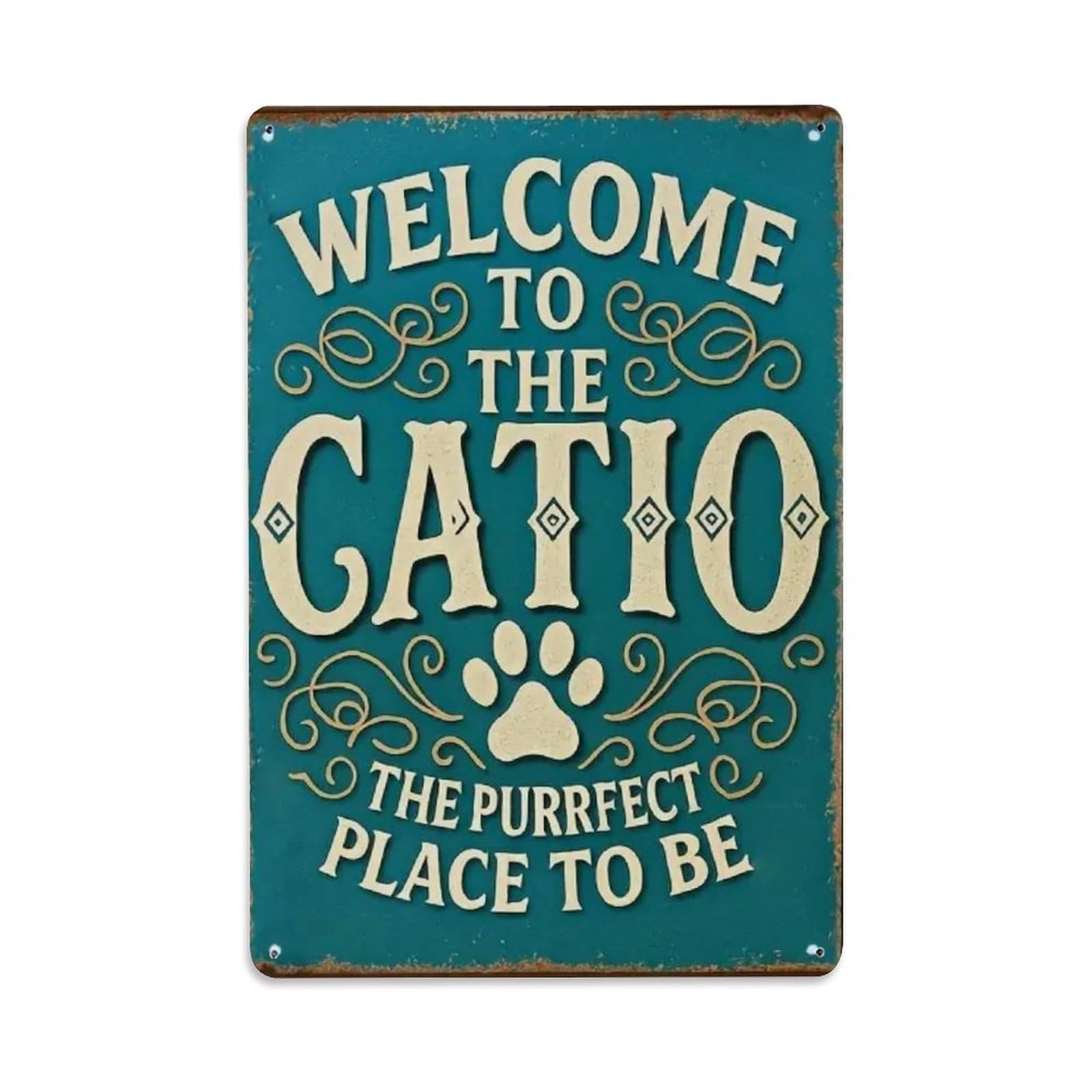 Gentinap Vintage Welcome To The Catio- Tin Sign Metal Sign Home Bar Garden Wall Decor Metal Poster 8X8 Inch