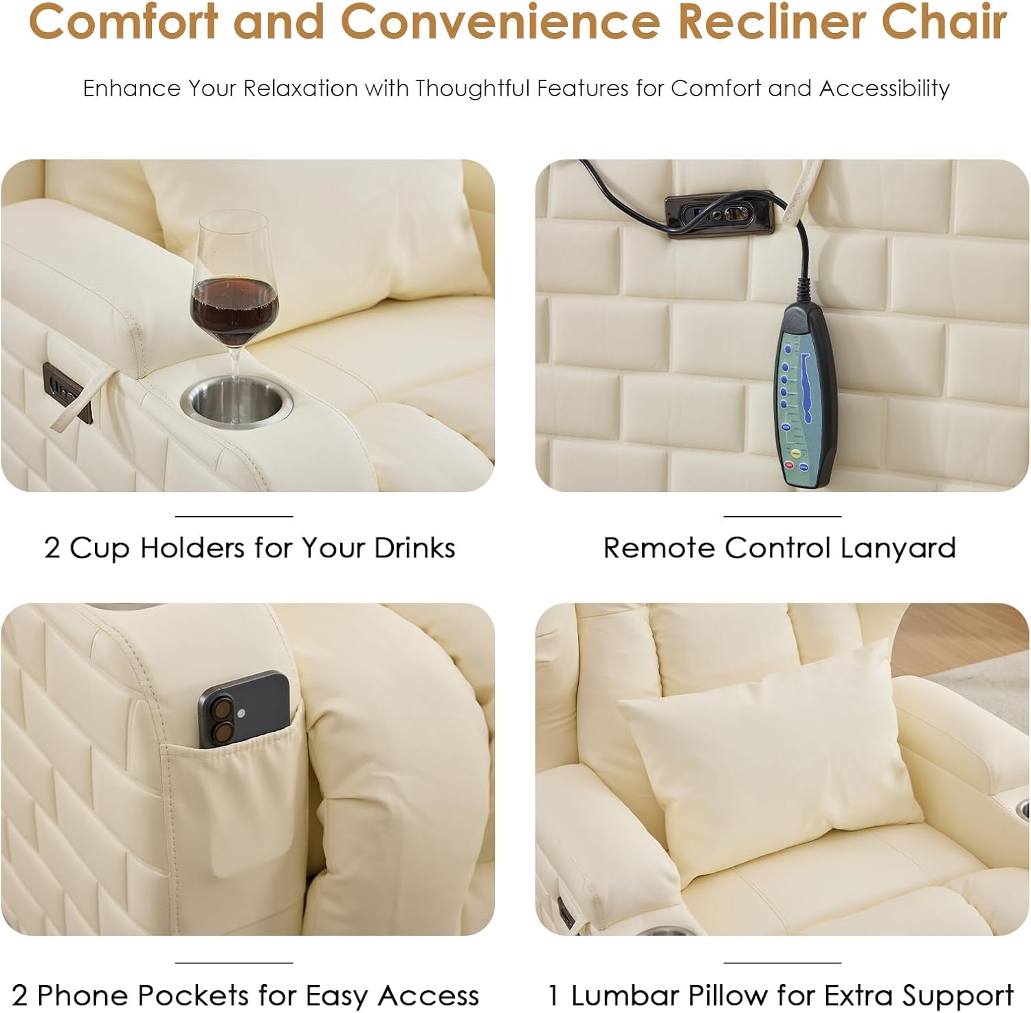 SAMERY Power Recliner Chair with Massage and Heat, Electric Zero Wall Hugger Recliner Sofa Chair Set of 2 for Living Room RV Theater Seating with LED Lights/USB Type-C/Cup Holders/Pockets