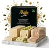 Mughe Gourmet Halvah Assortment 1.88lb 850g Tin Gift Box - 3 Delicious Vegan Marble Tahini Halvah Bars Pistachio, Cocoa, Vanilla -Flaky Turkish Halawa Gifts- Perfect Gifts for Birthdays, Fathers Day