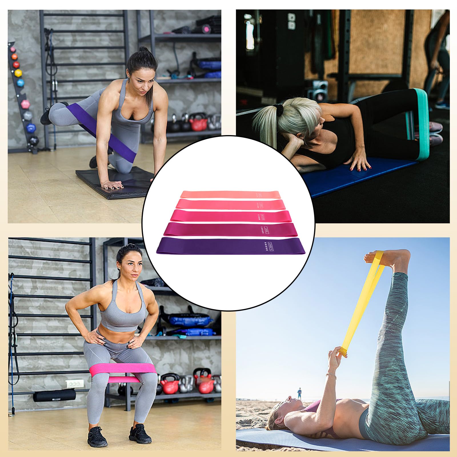 elastici palestra,5 livelli elastico fitness,elastici fitness con guida di esercizi,bande elastiche fitness,fascia elastica fitness,loop band per pilates, bodybuilding, yoga