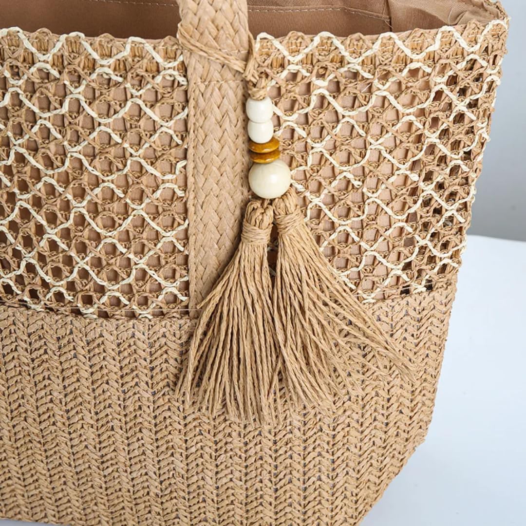 Handgemachte Strohhandtasche Frauen Holiday Beach Obergriffstaschen Freizeit-Tote Retro Schultertaschen