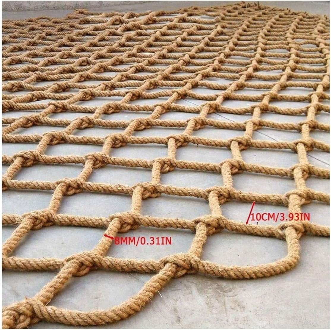 Heavy Duty Rope Net for Kids Safety Protective Cargo Net for Outdoor Playgrounds Swingsets Climbing Railing Hammock & Bird Decor Hemp Material
