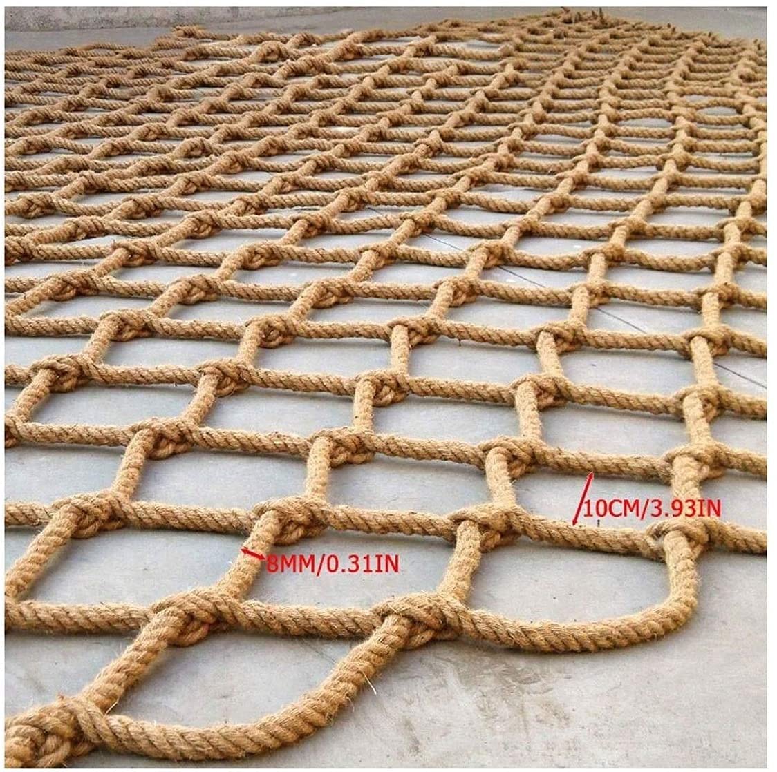 Siatka linowa dla dzieci, siatka ochronna Heavy Duty Lina konopna Cargo Net Huśtawka zewnętrzna Plac zabaw Siatka do wspinaczki Balustrada Hamak Siatka dla ptaków Decor