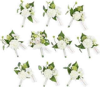 TINGE TIME Boutonniere for Men Wedding,Groom and Best Man Boutonniere for Wedding Ceremony Anniversary, Formal Dinner Party and Rustic Spring Wedding Marriage (10, Ivory Cymbidium)