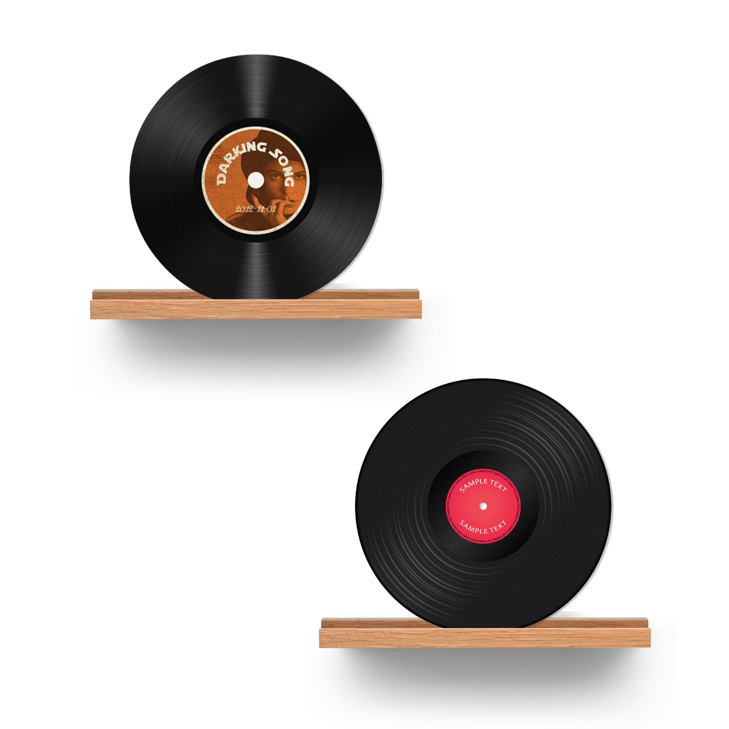 SEEKMOO Vinyl Record Shelf Wall Mount,Record Album Display Holder,2 Pack