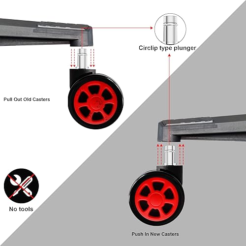 Miniatura 4 de TIANSHU Ruedas universales para silla de oficina, ruedas universales para sillas de oficina, piezas de repuesto de silla de oficina, ruedas de goma