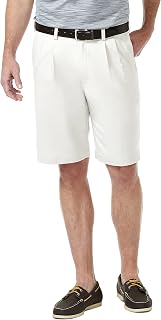 Mens Cool 18 Pro Straight Fit Pleat Front 4-Way Stretch Expandable Waist Short with Big & Tall Sizes