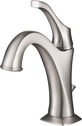 KRAUS KBF-1201SFS Arlo - Grifo de baño con barra de elevación y placa de cubierta, acero inoxidable All-Brite sin manchas