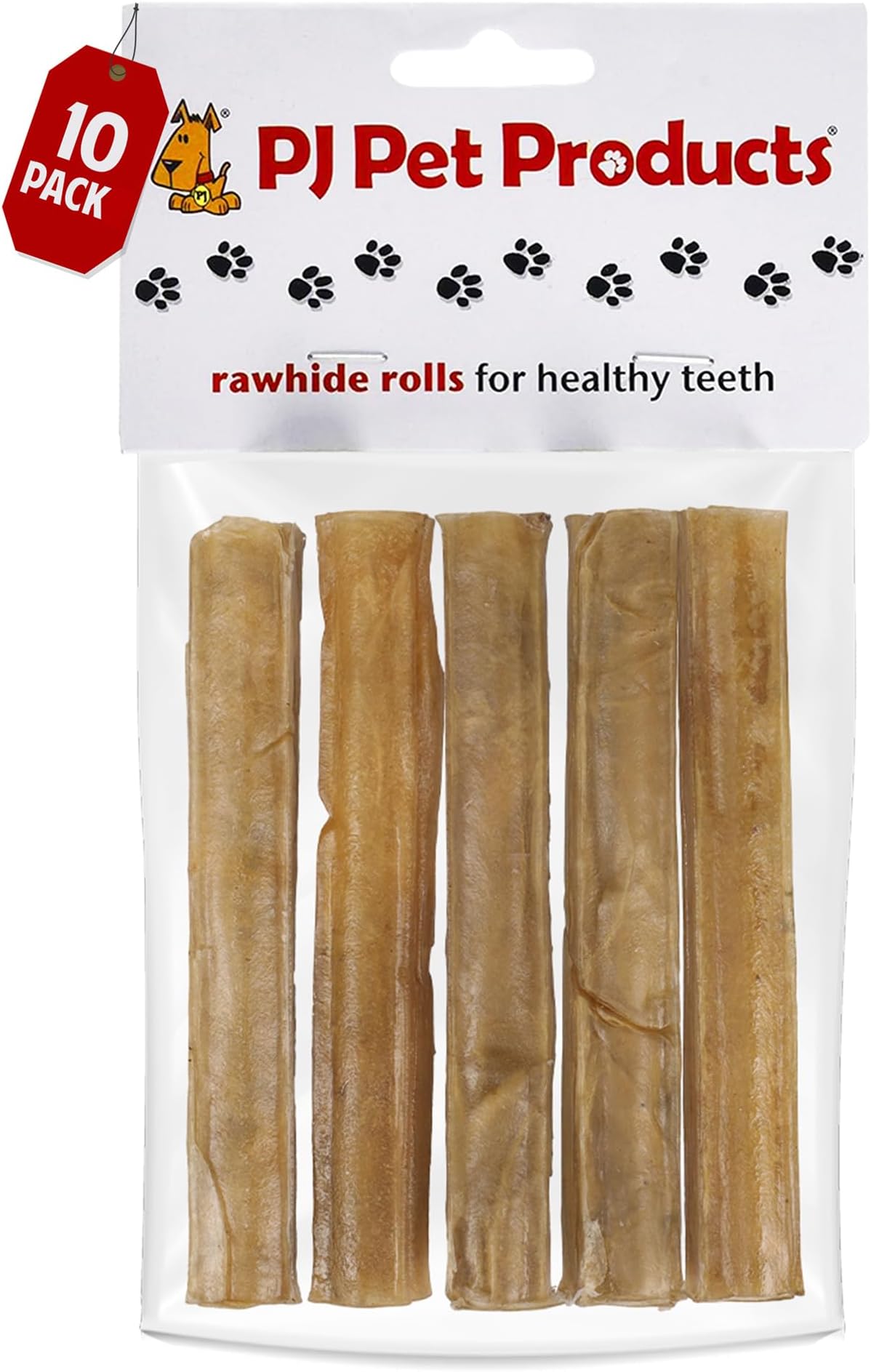 Rawhide Dog Chew Treats – 50 Pressed Rolls 125 x 15 mm | Natural Long Lasting Adult & Puppy Chews for Teeth Cleaning | Munchy Rolls for Dogs | Low Fat Dog Treats for All Breeds