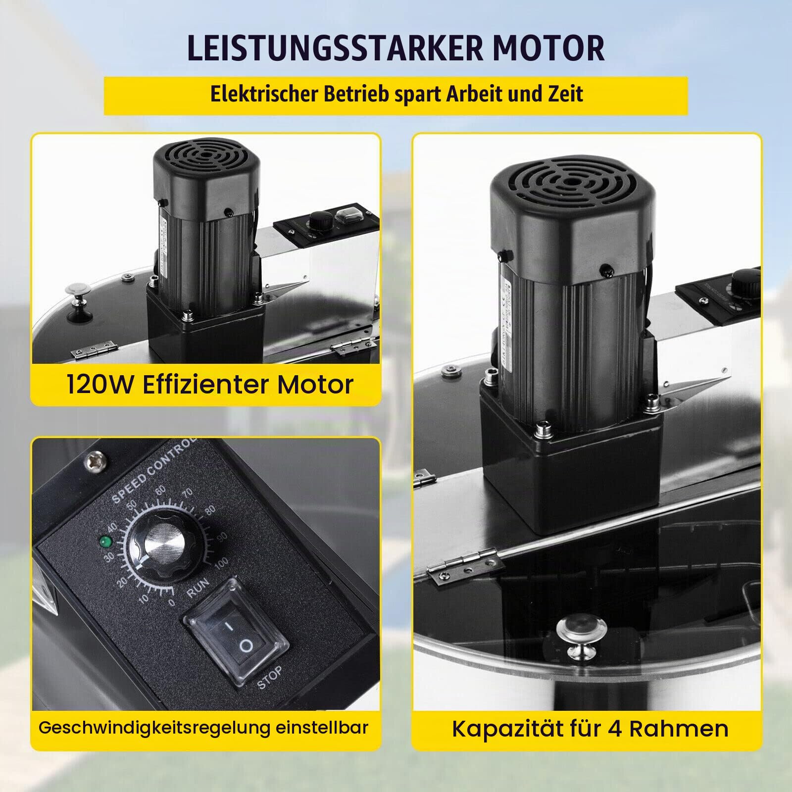 Elektrische Honigschleuder Honig Extraktor aus Edelstahl Elektrischer Tangentialschleuder Elektrischer Honigsammler 220V 120W Honig Auszieher Imker für Bienenzucht Bee Einklang mit Cover