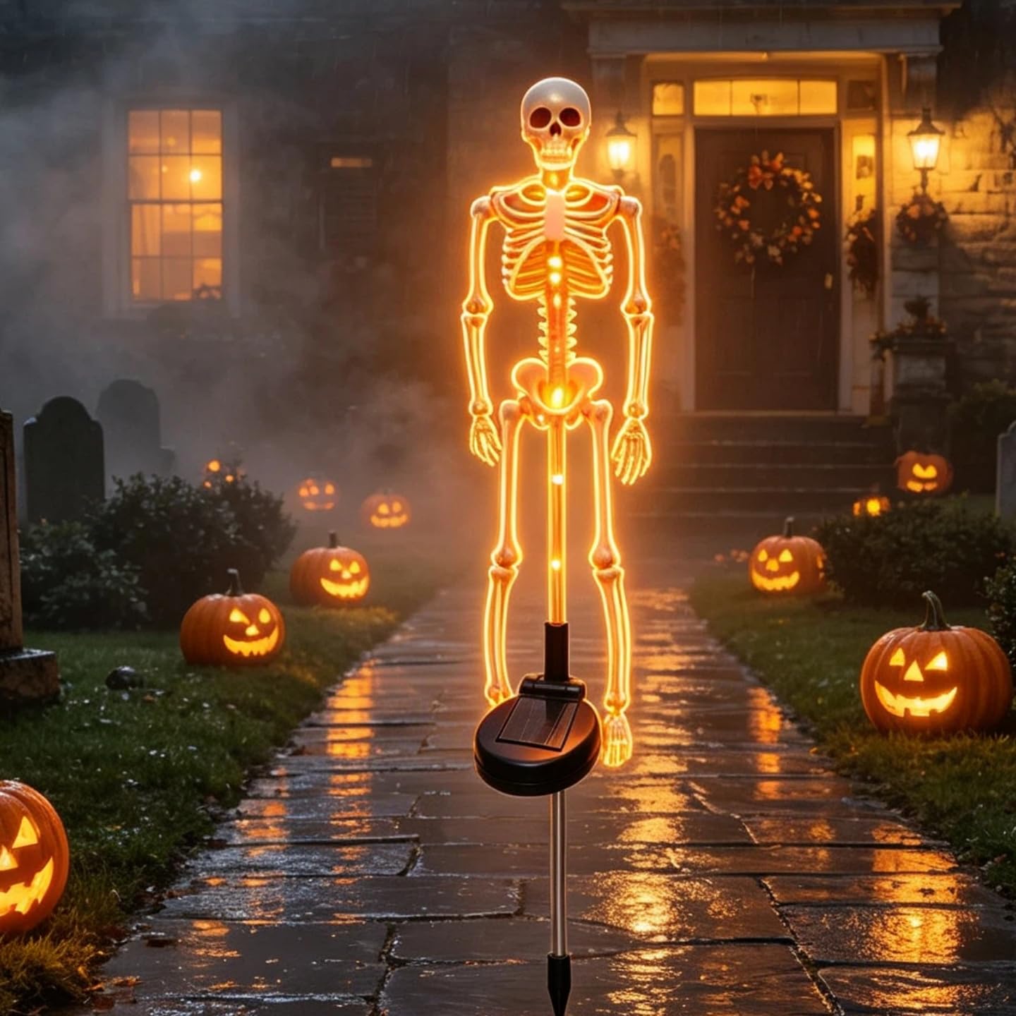 Solar Skeleton Yard Stake Halloween Decorations Outdoor Party Illuminated
