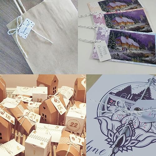 Miniatura 100 de Cuerda de algodón de 328 ft, cuerda de Navidad, cuerda resistente para manualidades y envolver regalos. Rojo Blanco