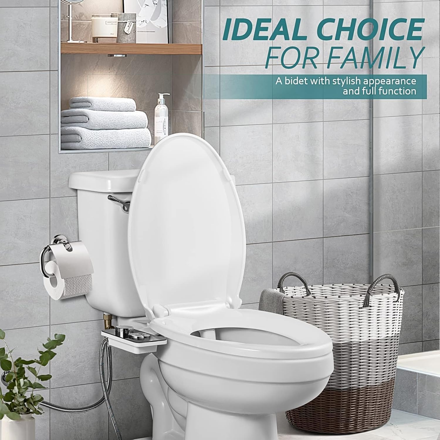 Bidet Toilet Seat Attachment Non-Electric Self-Cleaning Nozzles Frontal & Rear Wash Cold Water Personal Hygiene