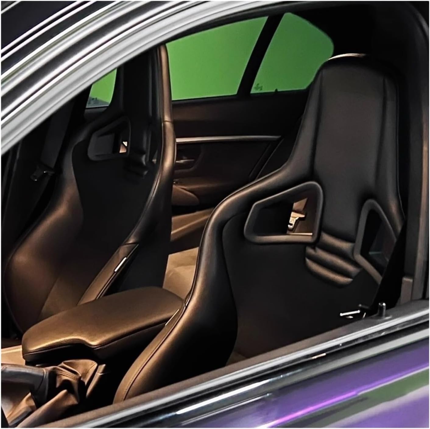 Car Seat Universal CS-Style Racing Bucket Seat PVC Suede FRP Fiberglass Back Car Chair(WHITE)