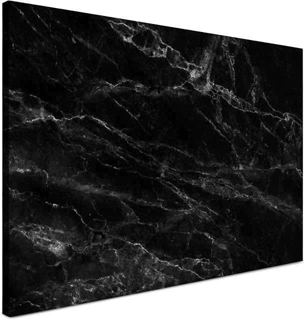 Navaris Magnetic Whiteboard Memo Board - 60 x 40 cm Writable Dry Erase Notice Message Board for Wall with Magnets and Marker - Black Marble