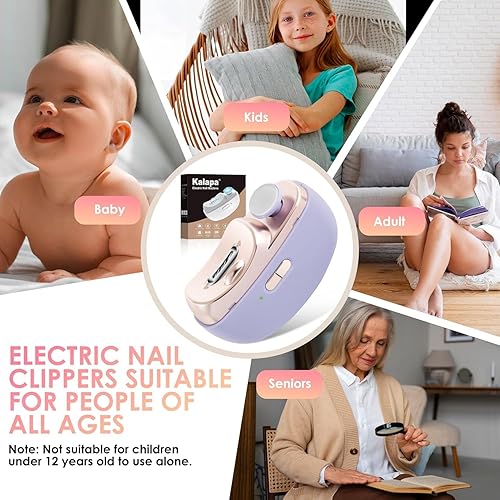 Miniatura 6 de Cortaúñas eléctrico 3 en 1 automático, con pulido, almacenamiento de polvo y luz LED, lima de uñas, recortadora de uñas, regalos para mujeres,