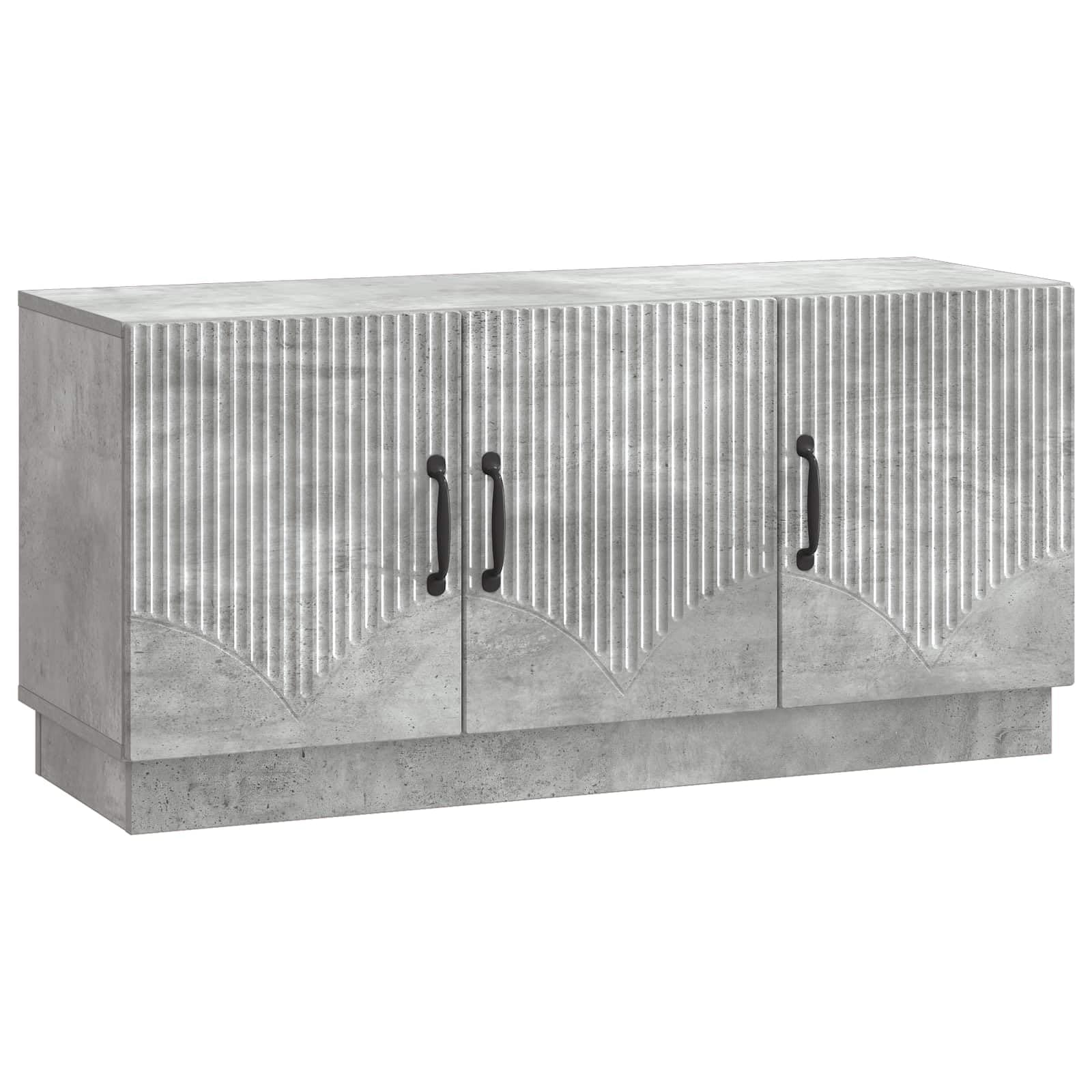 Meuble TV gris béton 99cm en bois moderne avec rangements