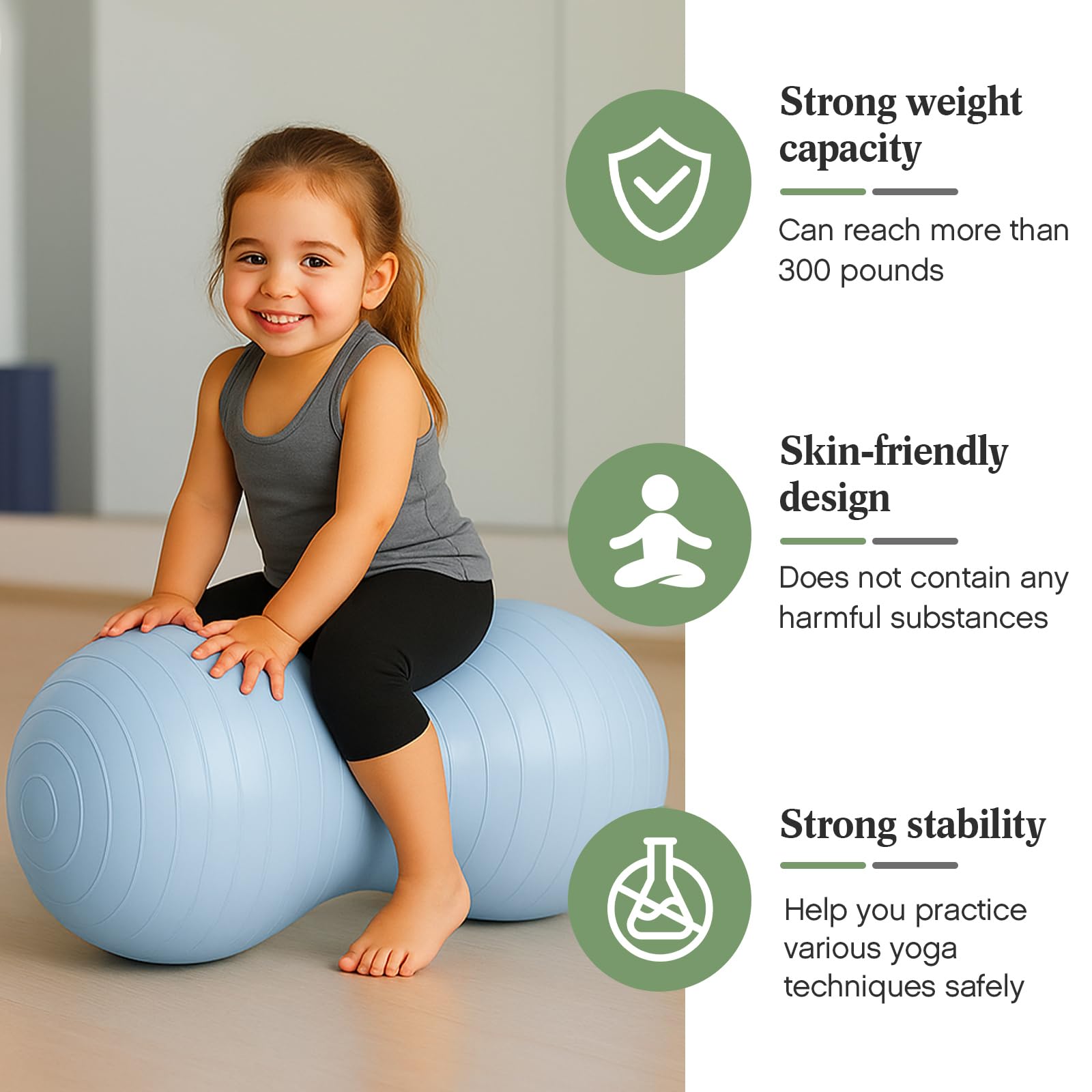 Jexine Palla di arachidi per la gravidanza di terapia dei bambini | Palla da yoga con pompa, adatta per allenamento alla nascita, design stabile anti-scoppio, strumento sensoriale per autismo