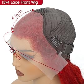 SEMANK Red Lace Front Wig Human Hair Pre Plucked 200% Density Body Wave Lace Frontal Wig 20 Inch