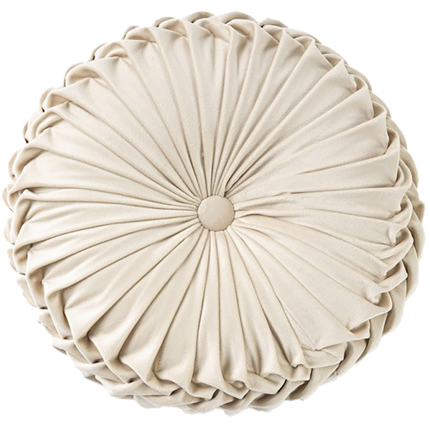 ZEaink Round Throw Pillows, 13.7" Velvet Round Pumpkin Throw Pillow Couch Cushion Floor Pillow Decorative, for Sofa,Bed,Chair Living Room,Car(Beige,D: 35cmx10cm)