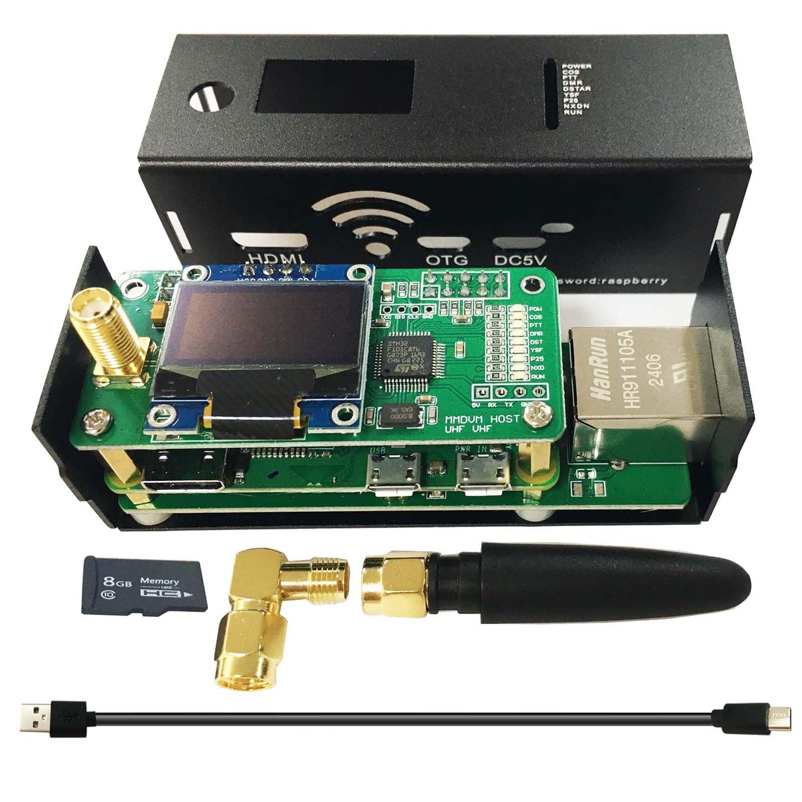 MM100 Upgraded MMDVM Hotspot Ethernet WLAN Port & WiFi DMR D-Star YSF P25 NXDN POCSAG Digital Voice Modem Preloaded Pi-Star 4.2 Aluminum Case Two Colors OLED Screen
