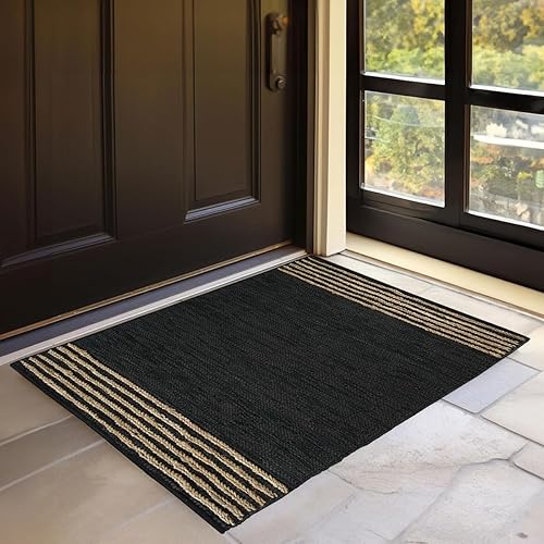 GRUHUM Alfombra rectangular de yute de 4 x 6 pies, de fibra natural, tejida a mano, estilo bohemio, reversible, suave, trenzada, para interiores y