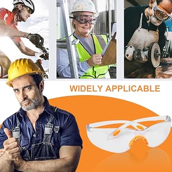 12Pack Protective Safety Glasses for Work – Lightweight & Clear Safety Goggles with Soft Nose Pad & Non-Slip Grips, Anti-Impact PC Lens, Anti-Dust & Anti-Splash Eyewear for Welding Grinding Workshop