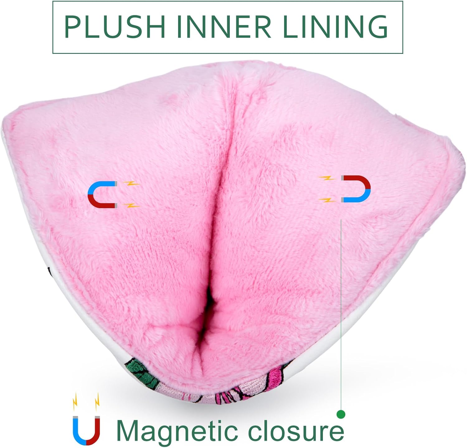 Golf Putter Cover Blade Putter Headcover Azalea Embroidery Golf Club Covers Leather Golf Blade Putter Cover with Magnetic Fit Most Brand