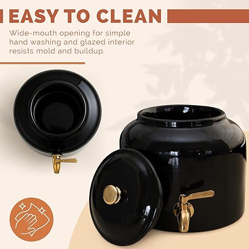 Miniatura 5 de Dispensador de agua de cerámica, dispensador de bebidas, solución versátil de encimera para el hogar u oficina, soporte para jarra de 3 a 5 galones,