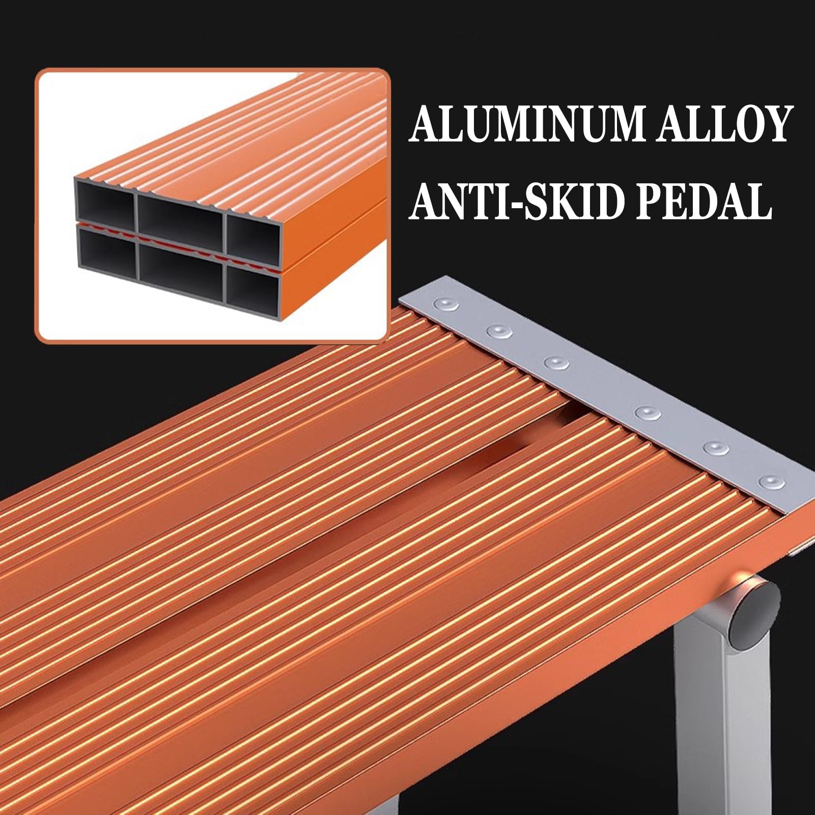 Plataforma de trabajo plegable ajustable – Banco de escalera portátil, capacidad de 300 kg, acero al carbono, altura ajustable multiusos para uso doméstico y profesional