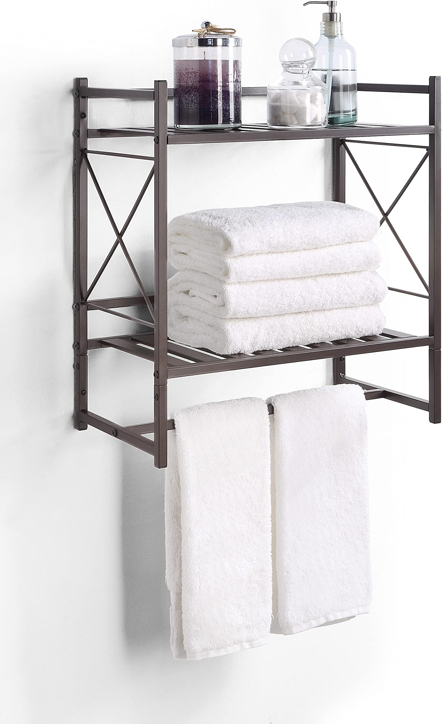 Oikos Bathroom Wall Shelf, 2Tier Wall with Towel