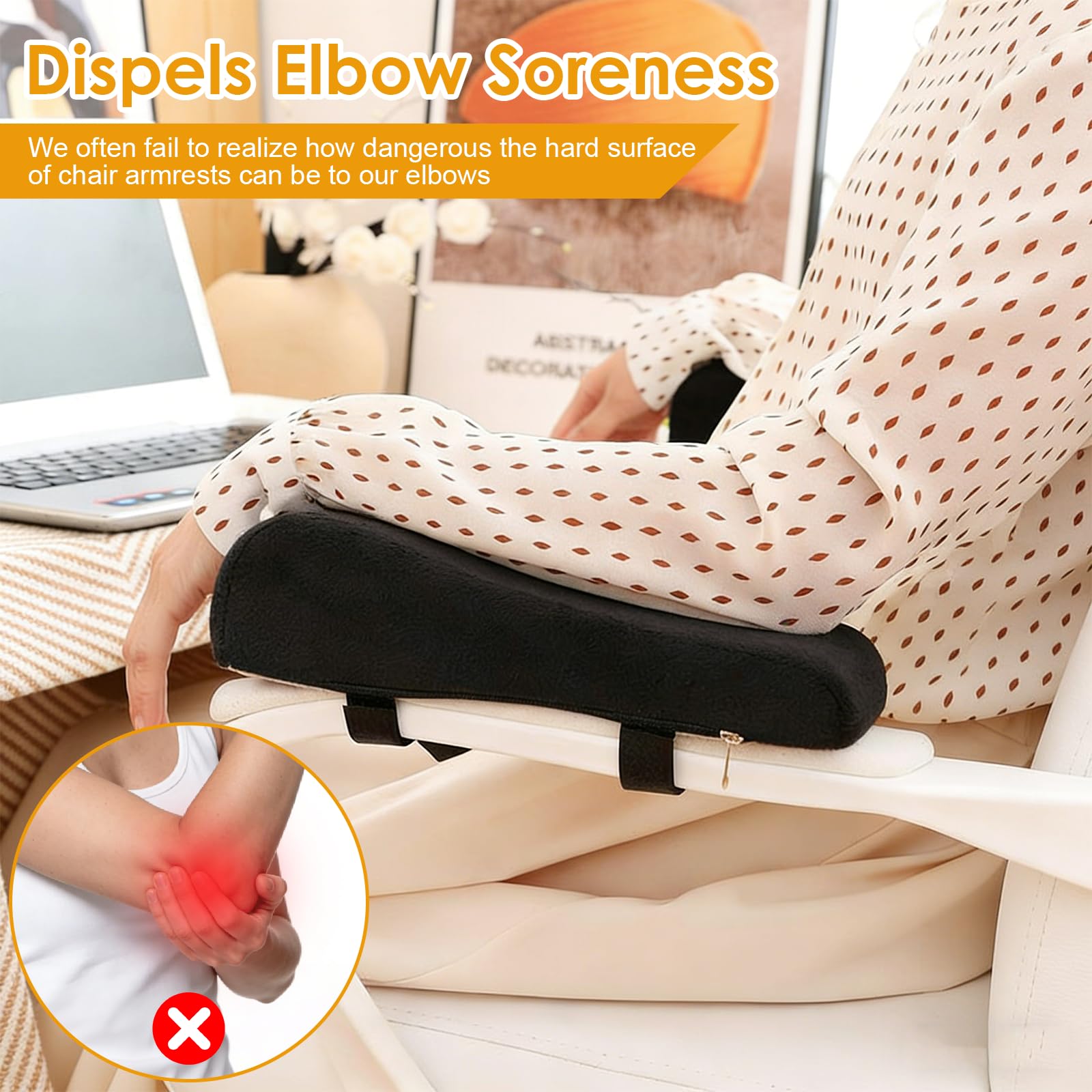 Cuscino Cuscino del Bracciolo Ergonomico Sedia Ufficio, Set di 2 Protezioni per Braccioli con Memory Foam, per Sollievo dalla Pressione su Gomiti e Avambracci, Adatto Anche a Sedie Gaming