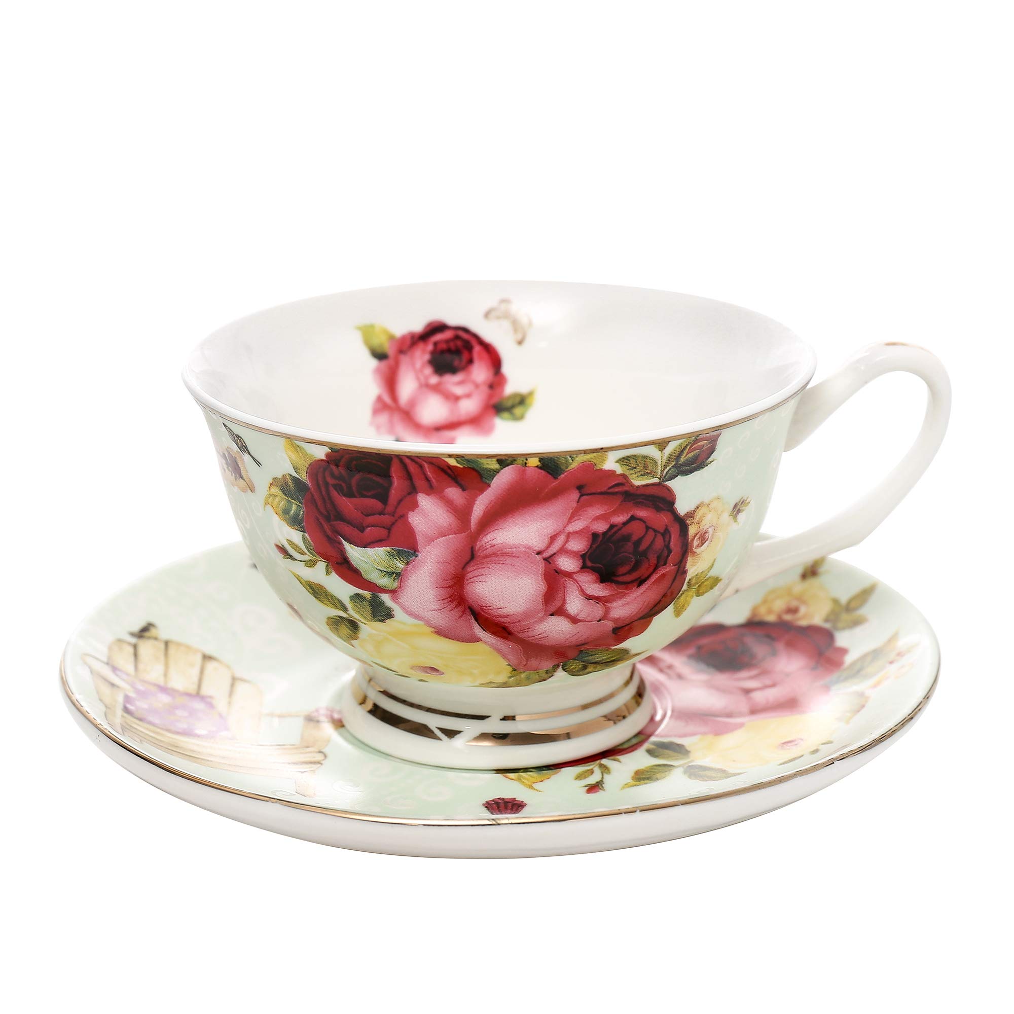 Amazon.co.jp: ufengke 7オンス フローラコーヒーカップセット 磁器