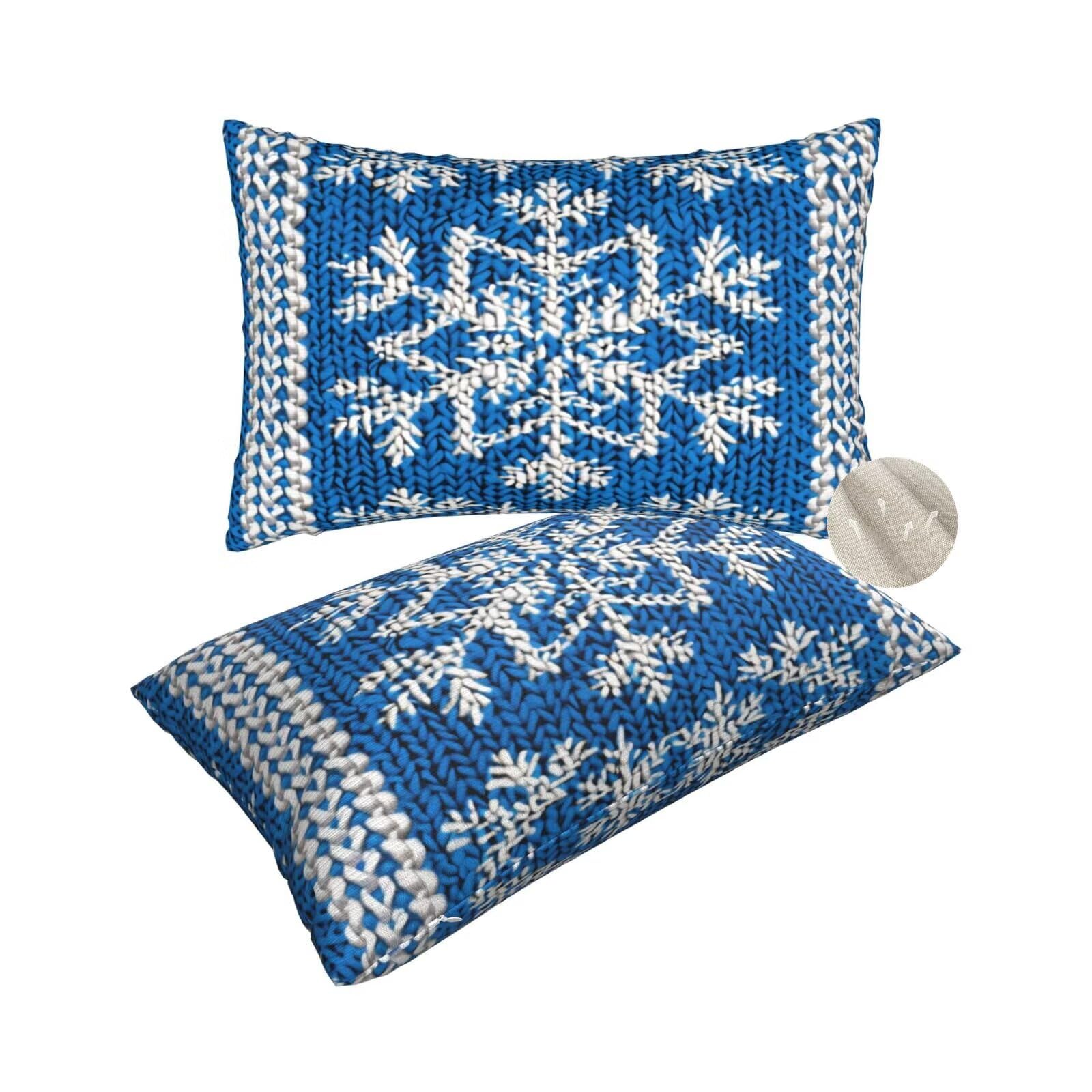 Housse coussin 50x80 cm bleu marine lot de 2 rectangulaire scandinave