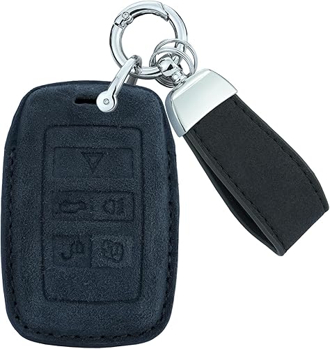Miniatura 22 de SANRILY Suede Leather Key Fob Cover for Land Range Rover Discovery Rover Sport 2018 2019 and Jaguar XF 2021 Keyless Full Protection Smart Key Fob