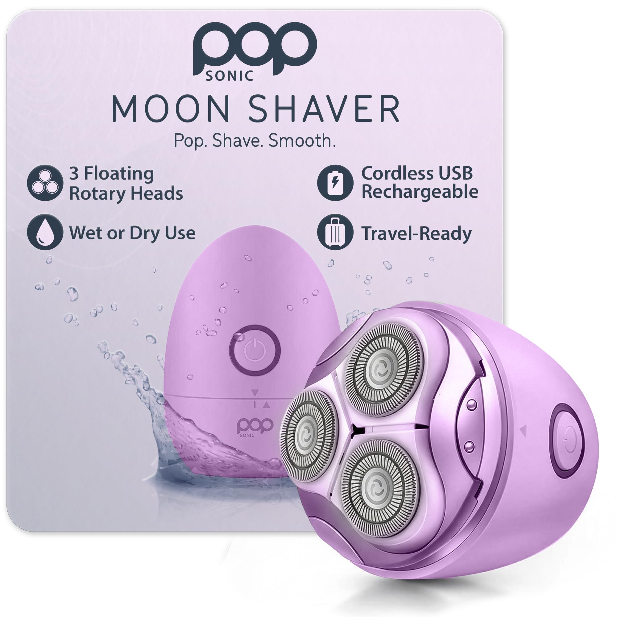 Pop Sonic Moon Shaver Cordless Electric Face and Body Shaver