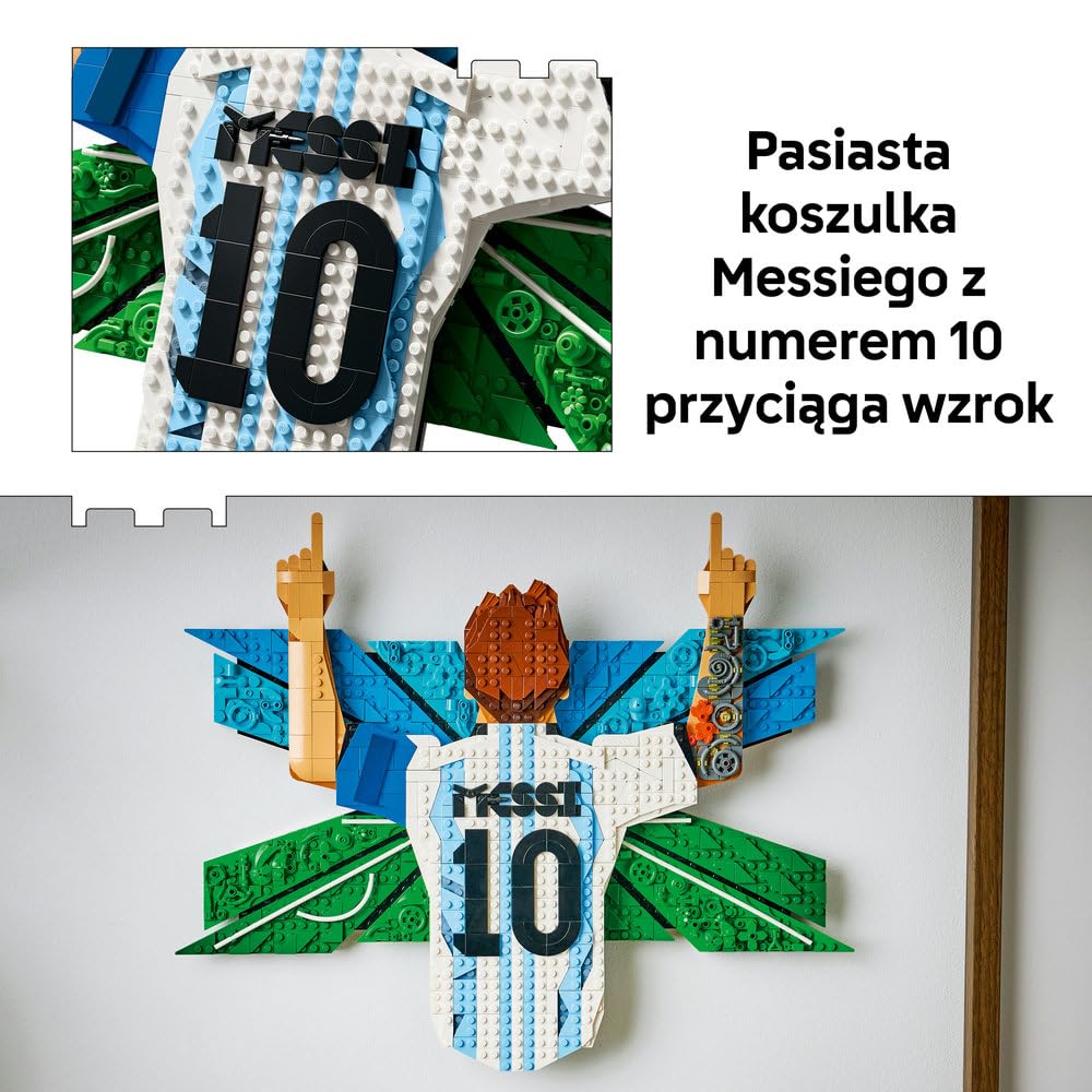 LEGO Editions Lionel Messi — cieszynka 43018 | Sportowa dekoracja, zestaw klocków dla dzieci, prezent dla fana piłki nożnej, dla chłopców i dziewczynek 14+, 1427 elementów