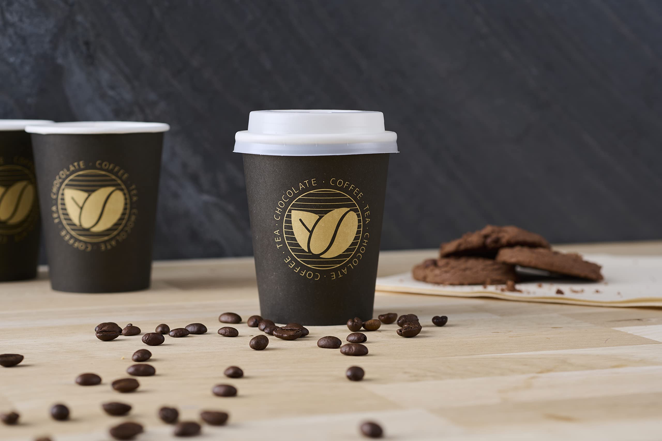 Vasos Desechables Cafe Con Tapa 100 Tapas Biodegradables ABENA