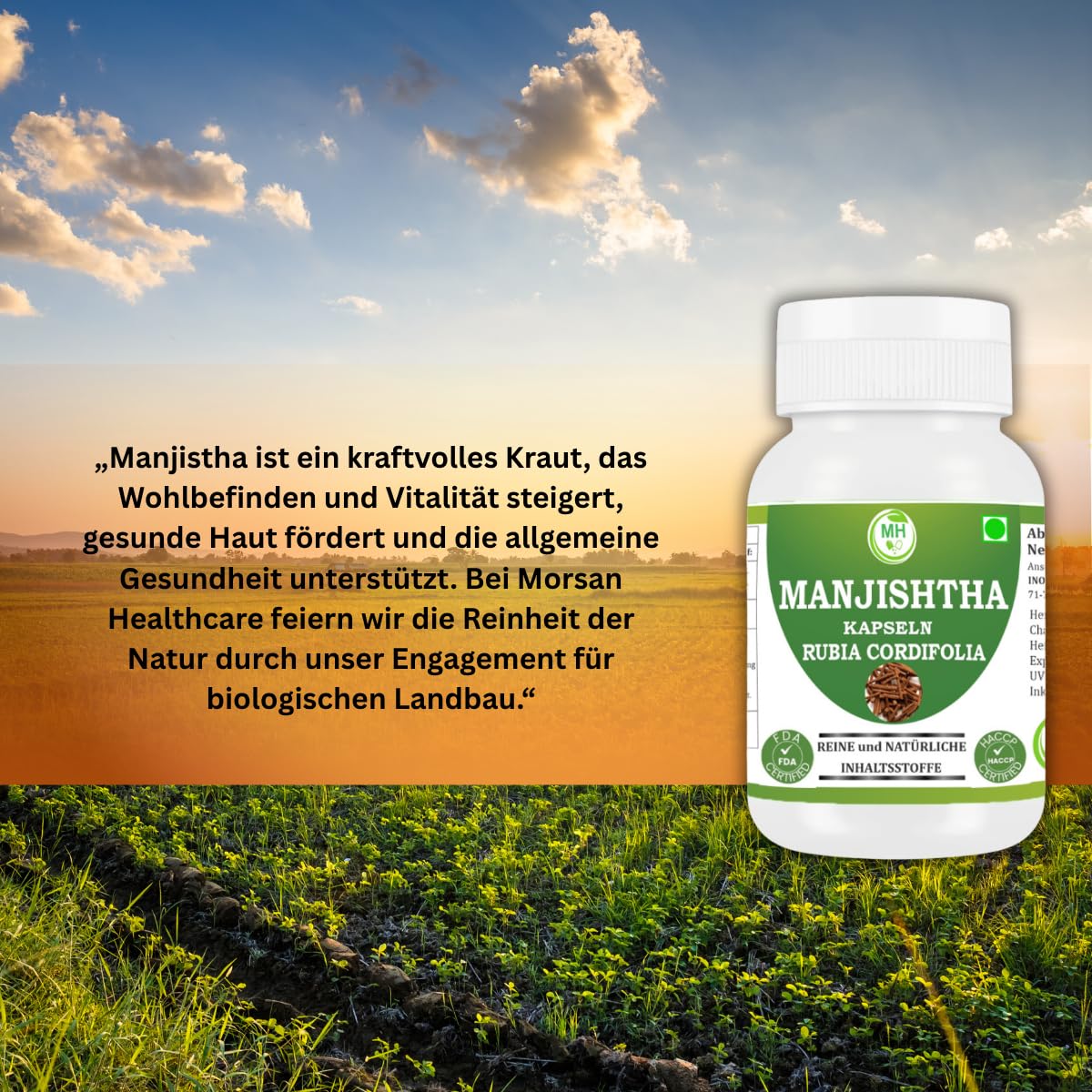 Manjistha Kapseln – Ayurveda Kräuterergänzung – Rubia Cordifolia Pulver – Pflanzlich, Vegan, Natürlich, 60 Kapseln (Packung mit 2) (2er - Pack)
