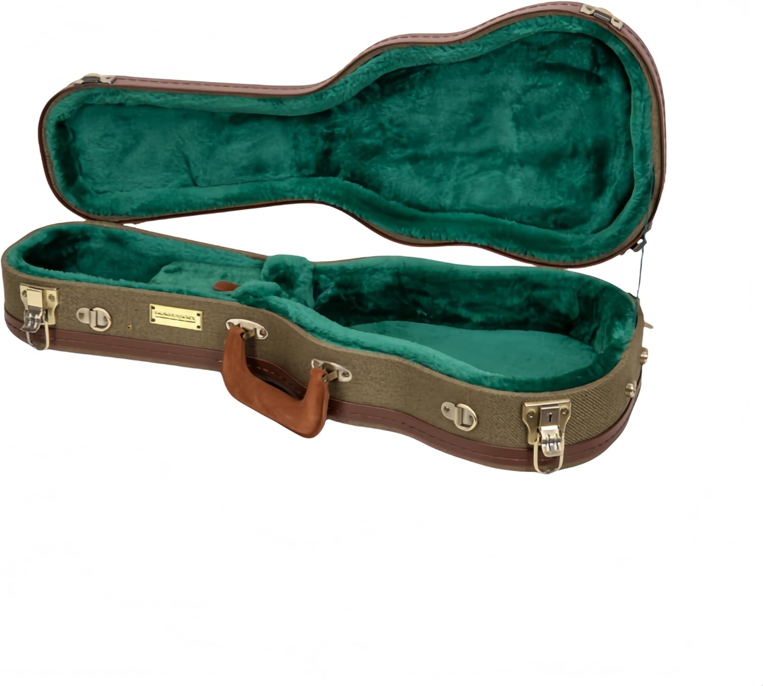 Crossrock Master Series Soprano Ukulele Case for 21'' Long Neck | Olive Green Eco Tweed Fabric, Re-Engineered Shell, Backpack Straps & Leather Handle (CRW720SUOG)